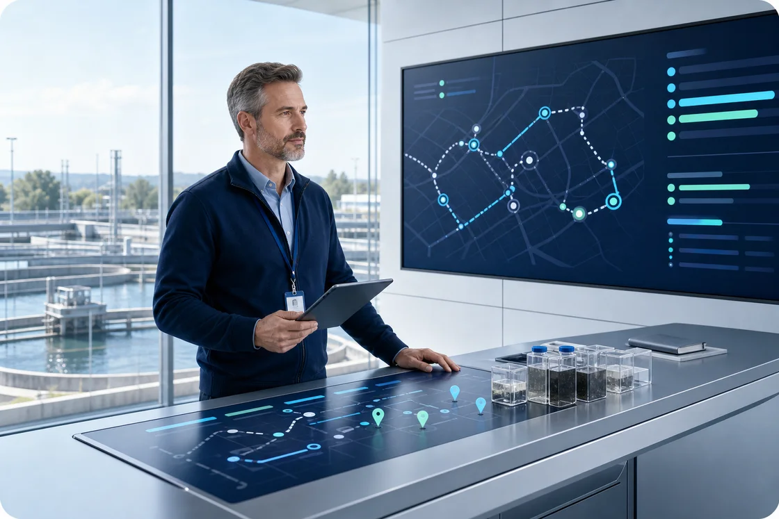Operations manager monitoring project throughput