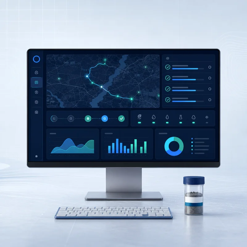 Environmental operations dashboard showing connected field records